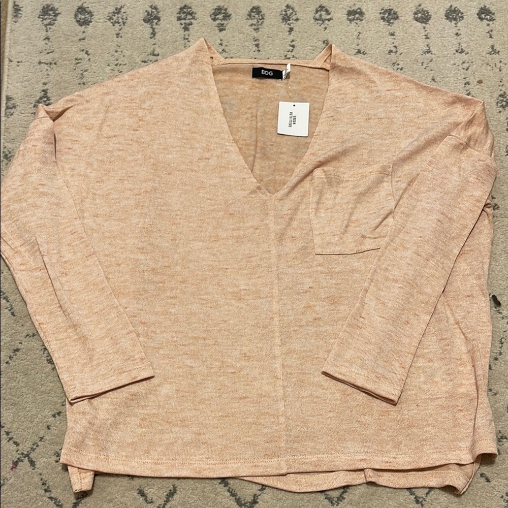 Urban Outfitters Peach long sleeve v neck top
